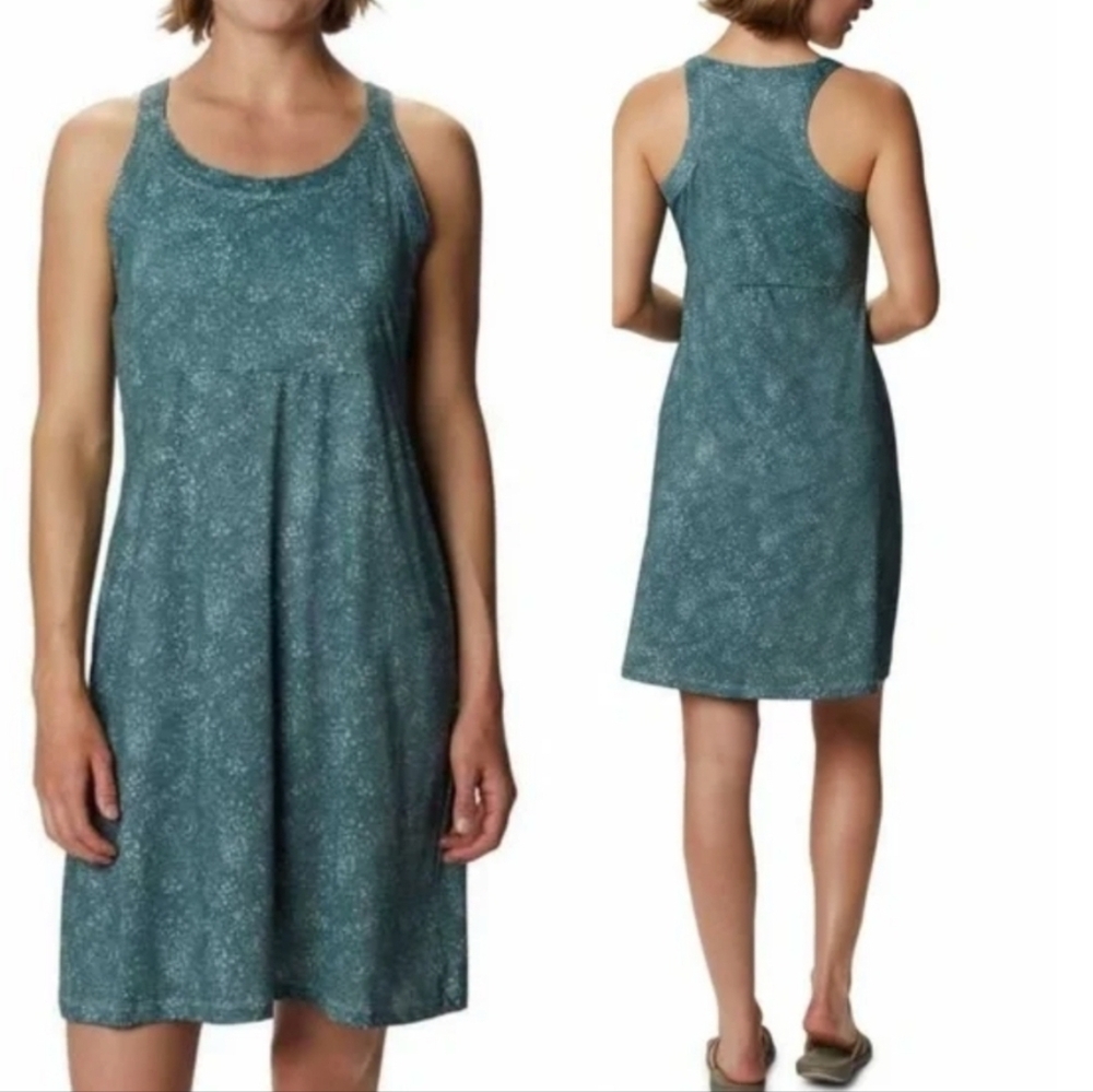 Columbia Teal Patterned Sleeveless Mini Dress